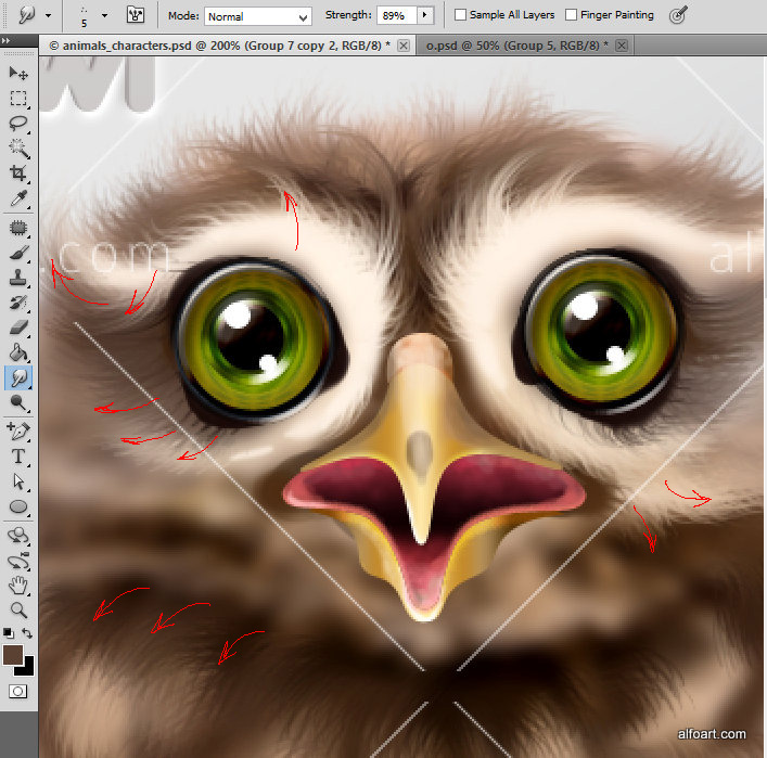 Learn how to create cute and funny animals characters by using simple tools and techniques. This Adobe Photoshop tutorial teaches how to apply smooth fur texture and sharp elements to rough sketch of owl.