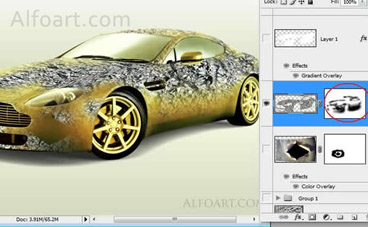 Golden cover Aston Martin  Vantage, beauty design, gold foil effect.