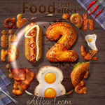 Fried eggs and bacon in Photoshop. Create 3D Fast Food text effect in Adobe Photoshop.
