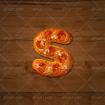 Pizza text effect. Letter S.