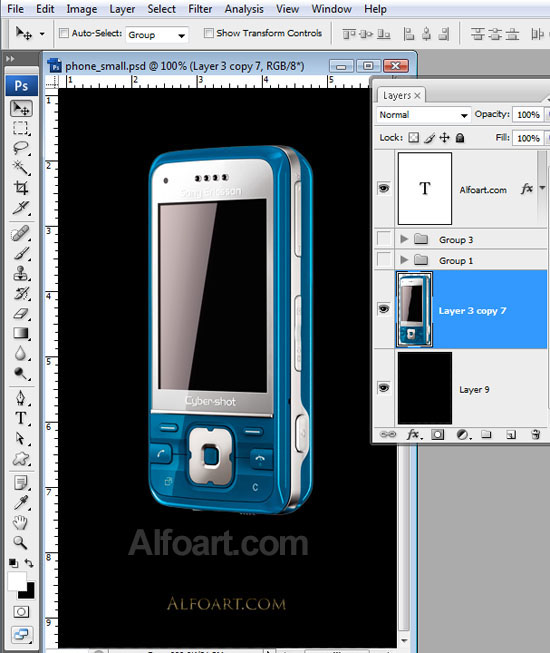 Cocept design, Golden cell phone fragmented into words and sounds.