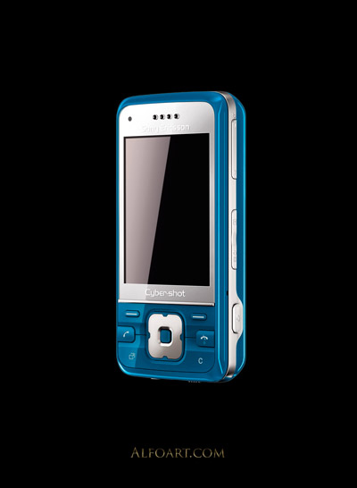 Cocept design, Golden cell phone fragmented into words and sounds.