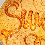 Honey leaking effect on the delicious pancake