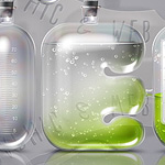 Laboratory Glassware Letters. Realistic glass text effect.
