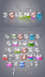 Laboratory Glassware Letters Realistic glass text effect