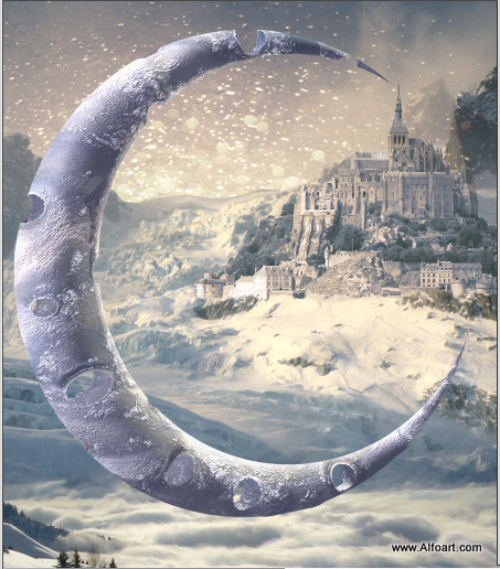 Magic Christmas Fairy night with the crescent above the clouds. Moon or crescent 3D model