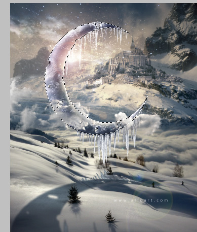 Magic Christmas Fairy night with the crescent above the clouds. Moon or crescent 3D model