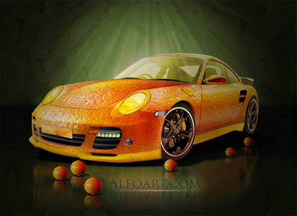 gold and orange porsche