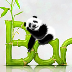 Cute Pandas and Bamboo Text Effect
