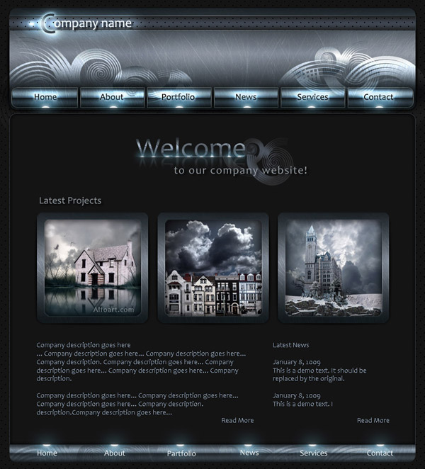 platinum shiny,glossy and dark web design