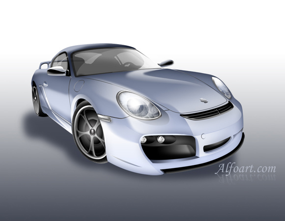 Learn to draw a realistic Porsche Cayman or how to make Porshe with your own 