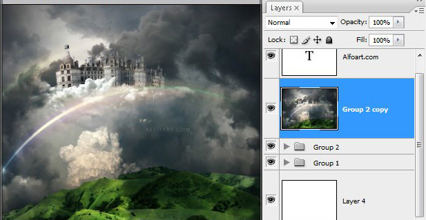 Học 1 Xây Dựng Tòa Lâu Đài trên Mây trong Photoshop
