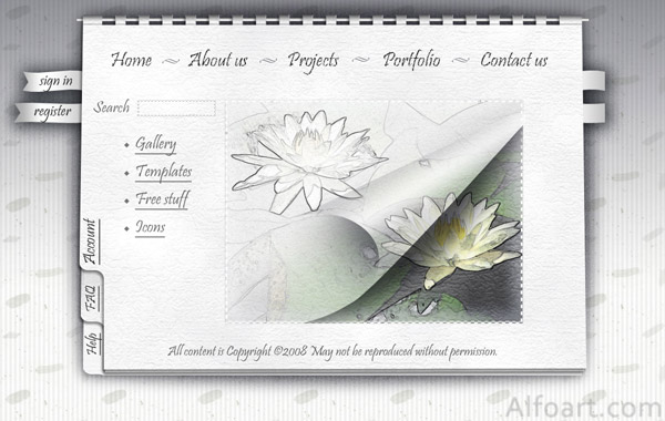 WHITE Notebook STYLE for web site design