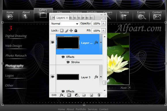 How to design glossy black website layout in Adobe Photoshop