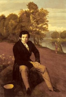 O. Kiprensky. Portrait of Karl Albrecht against the backdrop of the park at the Kotly estate (1827)