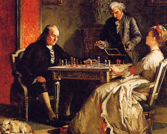 Edward Harrison May. Detail from the painting 'Lady Howe Checkmates Benjamin Franklin'