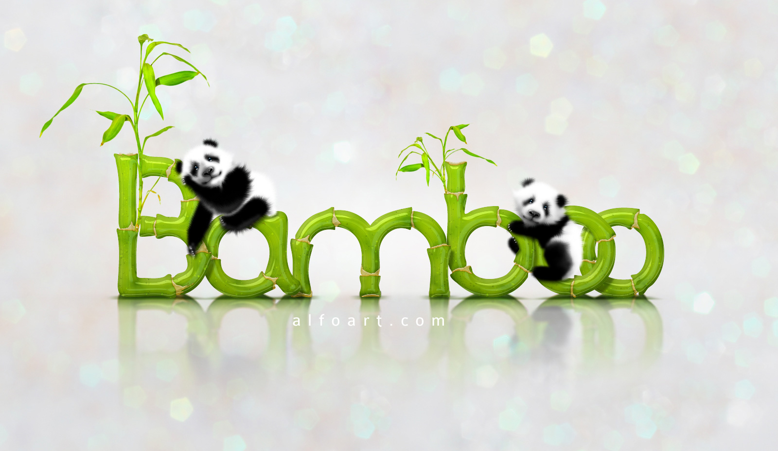 Photoshop Panda Illustration Bamboo Text Effect Hoe To Create Green And Fresh Bamboo Text Style Effects