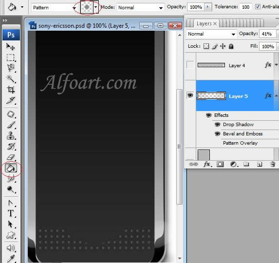 Sony Ericsson S500 Cell phone interface. Photoshop Tutorial